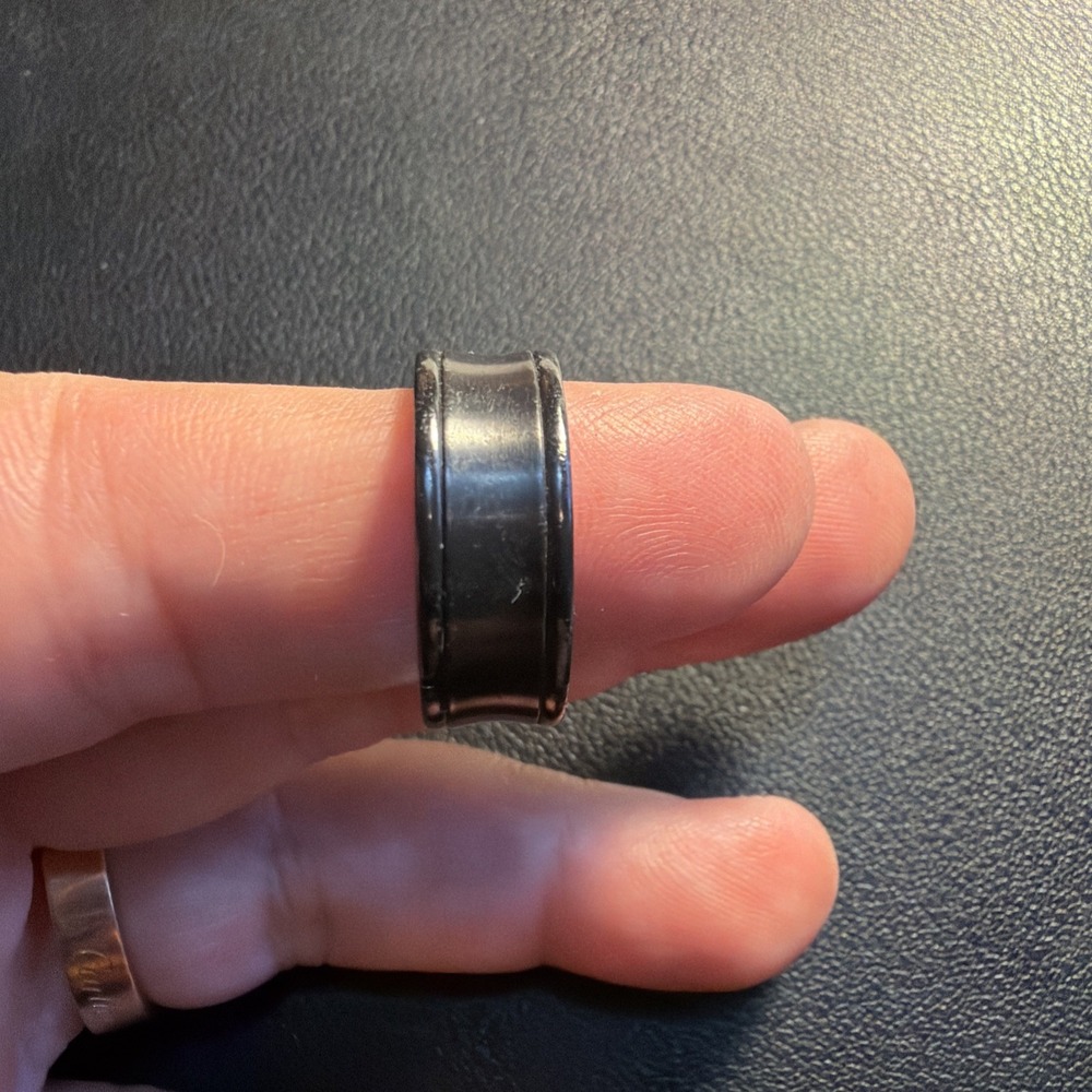 Vintage Unisex Concave Wide Band Ring In Black Finish Size 6!